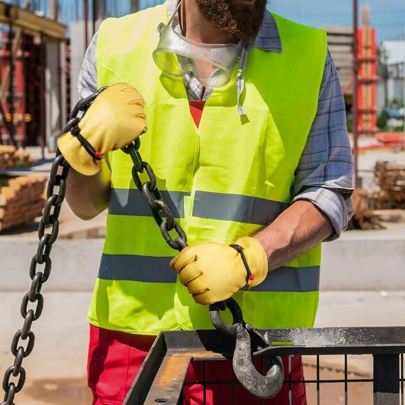 Women's Yellow Cowhide Garden Leather Gloves for Construction Utility Chainsaw - Picture 2 of 8